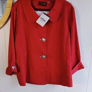 Bob Mackie Wearable Art jacket Cotten/Polyester in Red with White lining